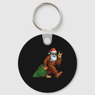 Santa Bigfoot Christmas Tree Xmas Funny Christmas Keychain