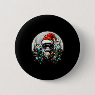 Santa Bigfoot Christmas Tree Xmas Lights Funny Sas Button