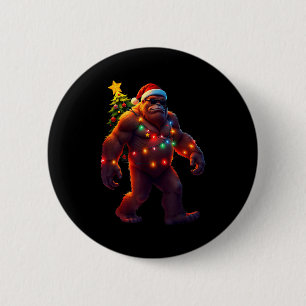 Santa Bigfoot Christmas Tree Xmas Lights Funny Sas Button