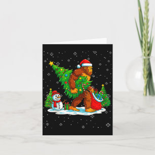 Santa Bigfoot Christmas Tree Xmas Lights Funny Sas Card