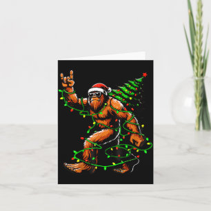 Santa Bigfoot Christmas Tree Xmas Lights Funny Sas Card