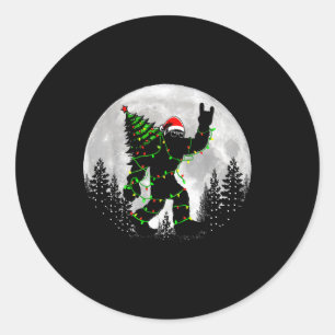 Santa Bigfoot Christmas Tree Xmas Lights Funny Sas Classic Round Sticker
