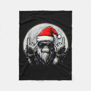 Santa Bigfoot Christmas Tree Xmas Lights Funny Sas Fleece Blanket