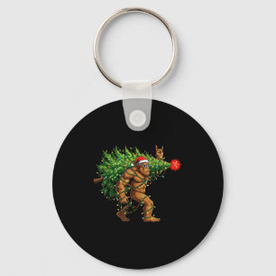 Santa Bigfoot Christmas Tree Xmas Lights Funny Sas Keychain