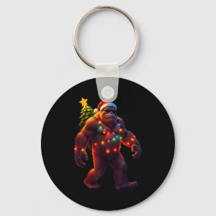 Santa Bigfoot Christmas Tree Xmas Lights Funny Sas Keychain