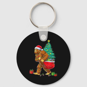 Santa Bigfoot Christmas Tree Xmas Lights Funny Sas Keychain