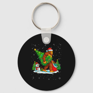 Santa Bigfoot Christmas Tree Xmas Lights Funny Sas Keychain