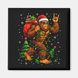 Santa Bigfoot Christmas Tree Xmas Lights Funny Sas Magnet