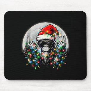 Santa Bigfoot Christmas Tree Xmas Lights Funny Sas Mouse Pad