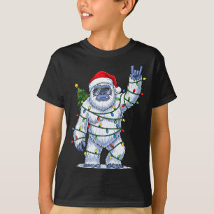 Santa Bigfoot Christmas Tree Xmas Lights Funny Sas T-Shirt