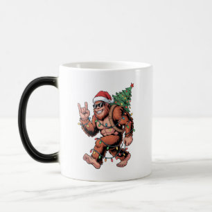 Santa Bigfoot Christmas Tree Xmas Lights Sasquatch Color Morph Mug