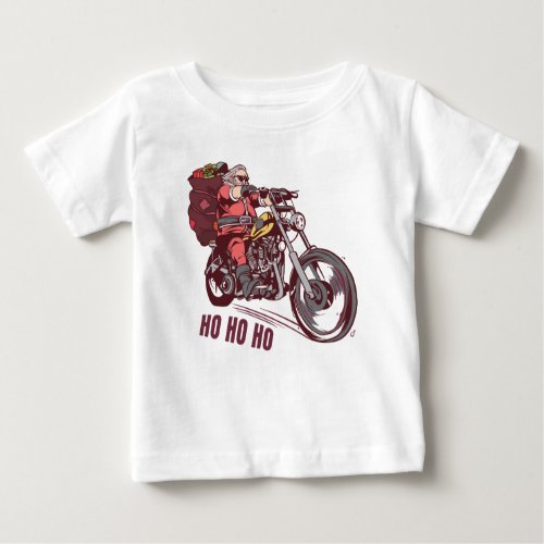 Santa Biker Christmas Costume for Bikers Invitatio Baby T_Shirt
