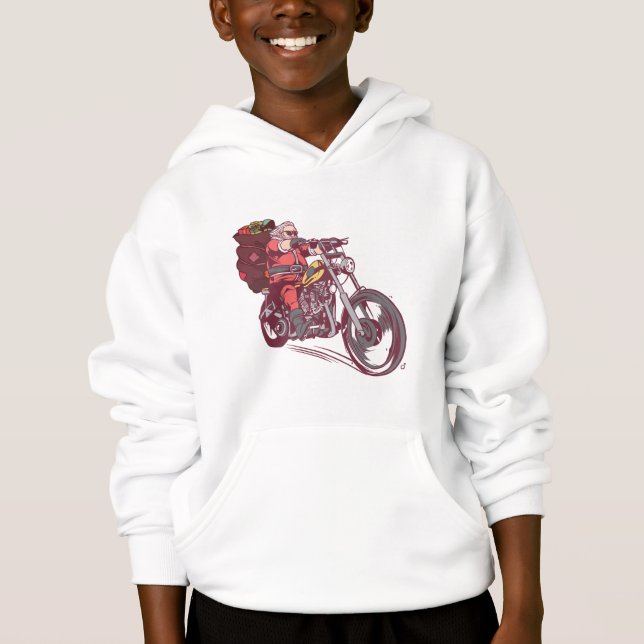 Santa Biker Christmas Costume for Bikers Invitatio Hoodie (Front)