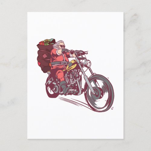 Santa Biker Christmas Costume for Bikers Invitatio Postcard