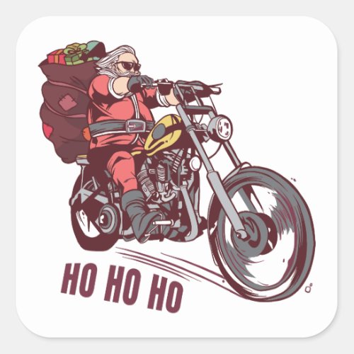 Santa Biker Christmas Costume for Bikers Invitatio Square Sticker