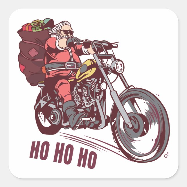 Santa Biker Christmas Costume for Bikers Invitatio Square Sticker (Front)