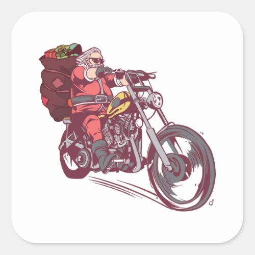 Santa Biker Christmas Costume for Bikers Invitatio Square Sticker