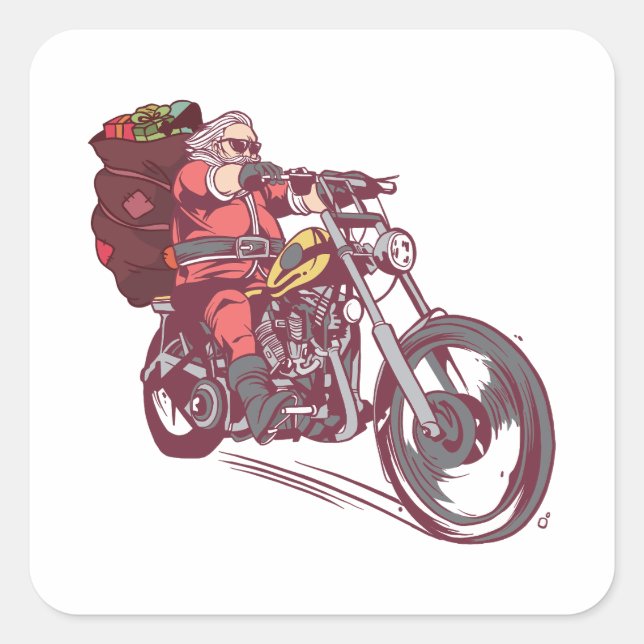 Santa Biker Christmas Costume for Bikers Invitatio Square Sticker (Front)