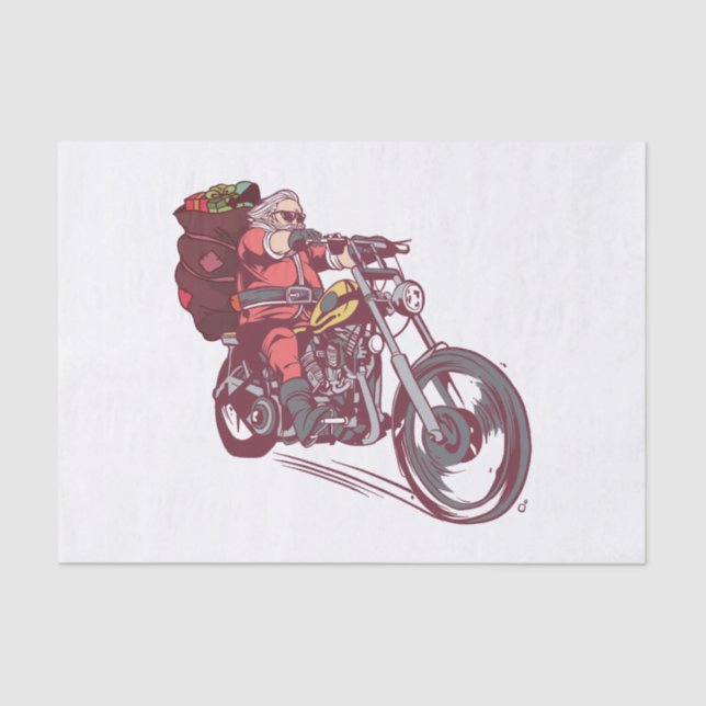 Santa Biker Christmas Costume for Bikers Invitatio Tissue Paper (Front)