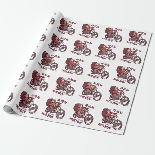 Santa Biker Christmas Costume for Bikers Invitatio Wrapping Paper