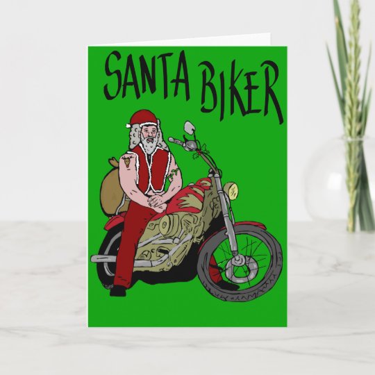 Santa biker holiday card | Zazzle.com