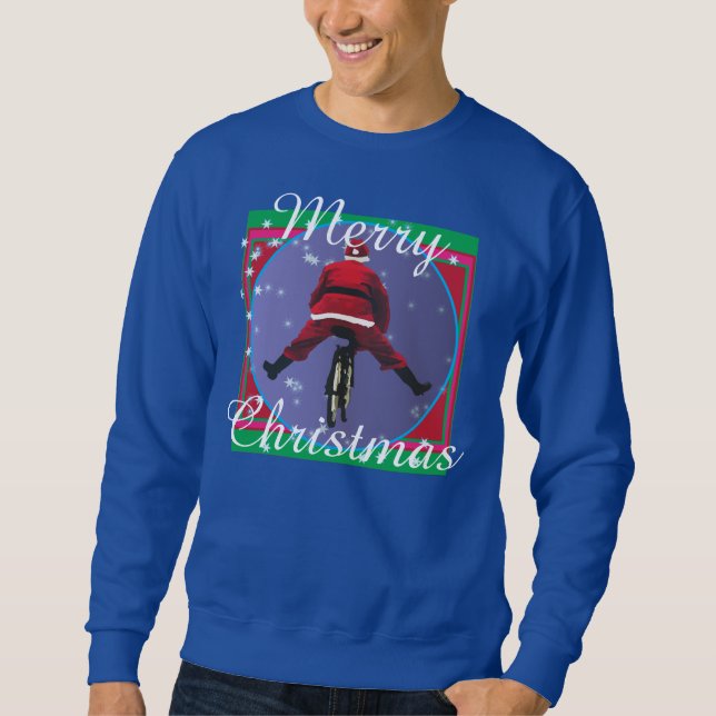 Santa biking Ugly Christmas Sweater (Front)