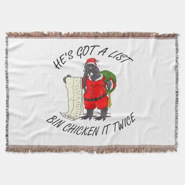 Santa Bin Chicken  Throw Blanket (Front)