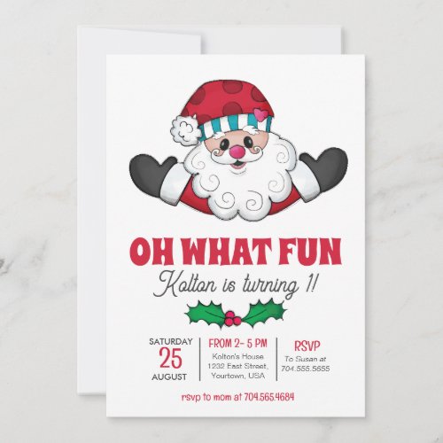 Santa Birthday Invitation Oh what fun invite