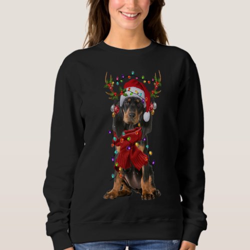 Santa Black and Tan Coonhound Dog Reindeer Christm Sweatshirt