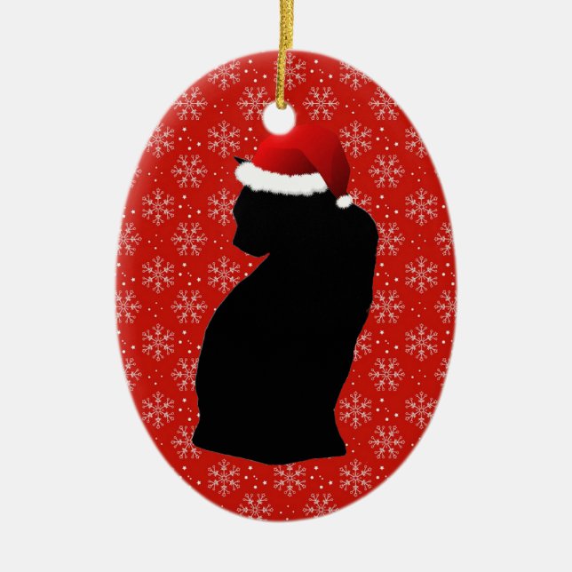 Santa Black Cat Ornament (Front)