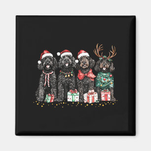 Santa Black Goldendoodle Christmas Winter Goldendo Magnet