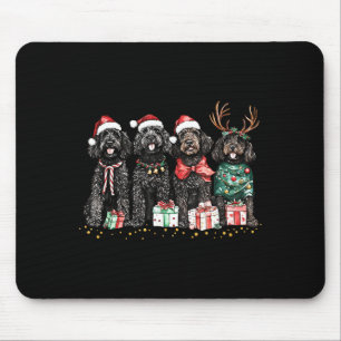 Santa Black Goldendoodle Christmas Winter Goldendo Mouse Pad