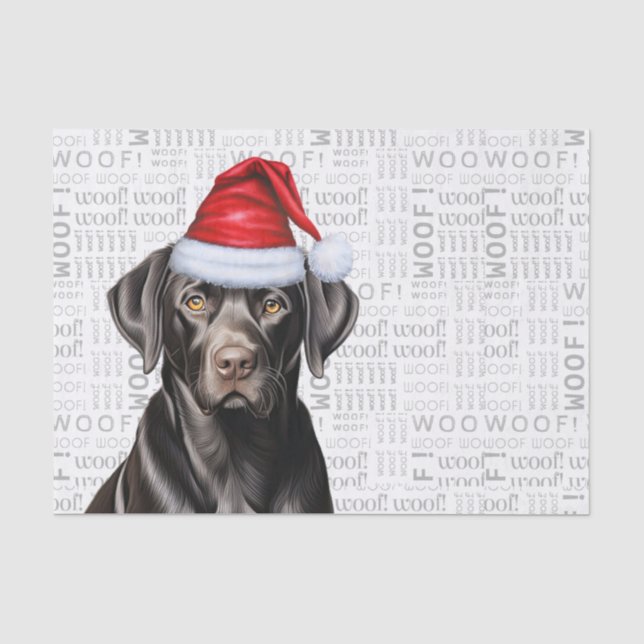 Santa Black Lab Dog Festive Christmas Holiday Tissue Paper (Front)