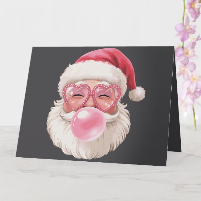 Santa Blowing Bubble Christmas Funny Xmas Card (Orchid)