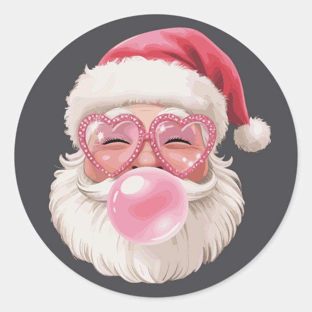 Santa Blowing Bubble Christmas Funny Xmas Classic Round Sticker (Front)