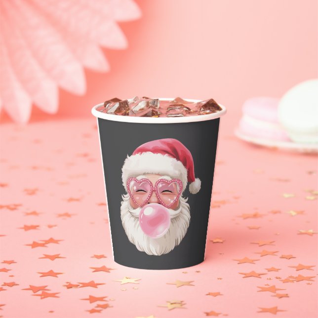 Santa Blowing Bubble Christmas Funny Xmas Paper Cups (Insitu)