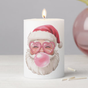 Santa Blowing Bubble Christmas Funny Xmas Pillar Candle