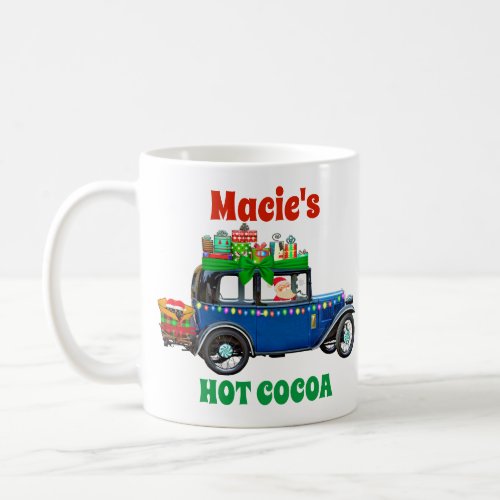 Santa Blue Car Christmas Presents Hot Cocoa Coffee Mug