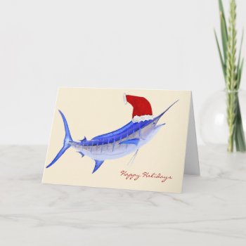 Santa Blue Marlin Christmas Holiday Card by EnchantedBayou at Zazzle