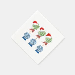 Santa Blue White Ginger Jar jars Topiary Placemat Napkins