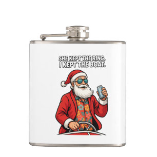 Santa Boat Captain Holiday Quote Funny Christmas Flask