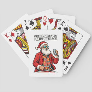 Santa Boat Captain Holiday Quote Funny Christmas Poker Cards