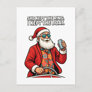 Santa Boat Captain Holiday Quote Funny Christmas   Postcard