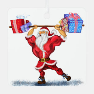 Santa Bodybuilder Funny Christmas Ornament Gift