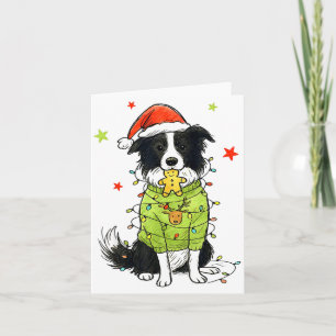 Santa Border Collie Christmas Border Collie Dog Mo Card