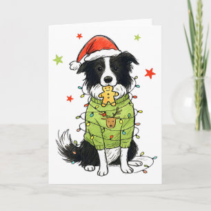 Santa Border Collie Christmas Border Collie Dog Mo Card