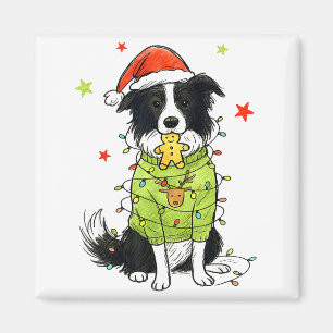 Santa Border Collie Christmas Border Collie Dog Mo Magnet