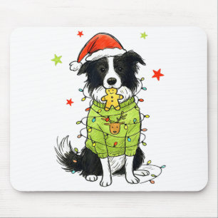 Santa Border Collie Christmas Border Collie Dog Mo Mouse Pad