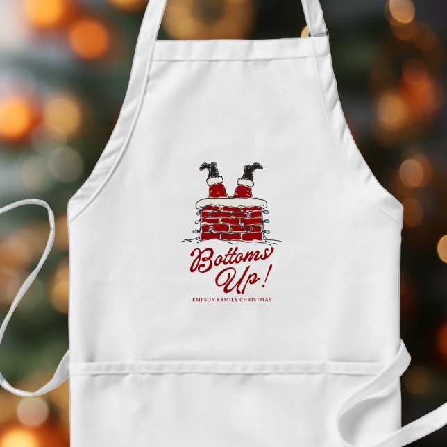 Santa Bottoms Up Funny Christmas Cooking Gift Adult Apron (Creator Uploaded)