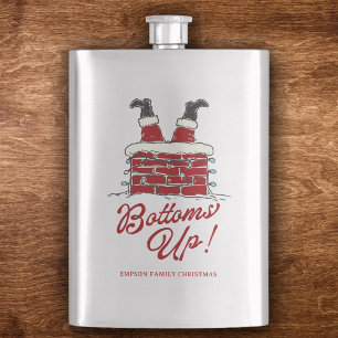 Santa Bottoms Up Funny Christmas Holiday Party Flask